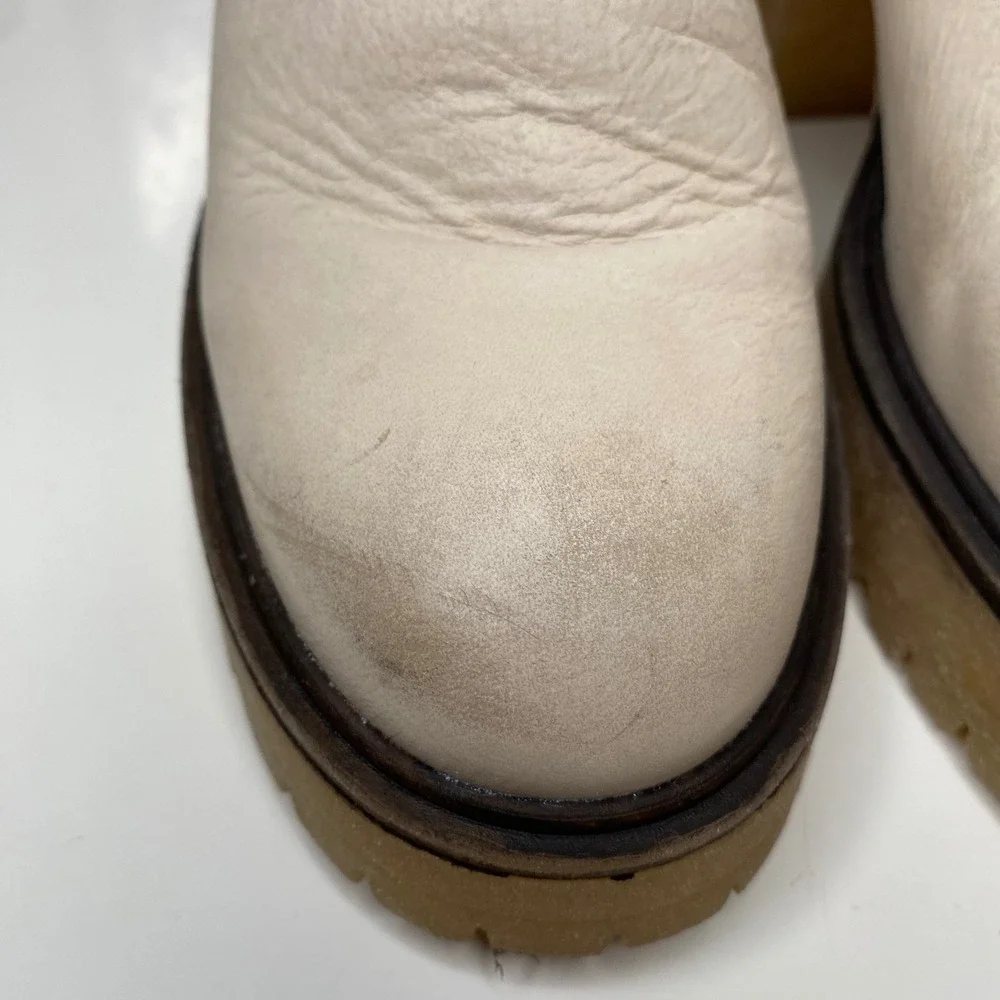 Free People James Chelsea Ankle Boots Cream Leather Platform Size 37 EU/6-6.5 US